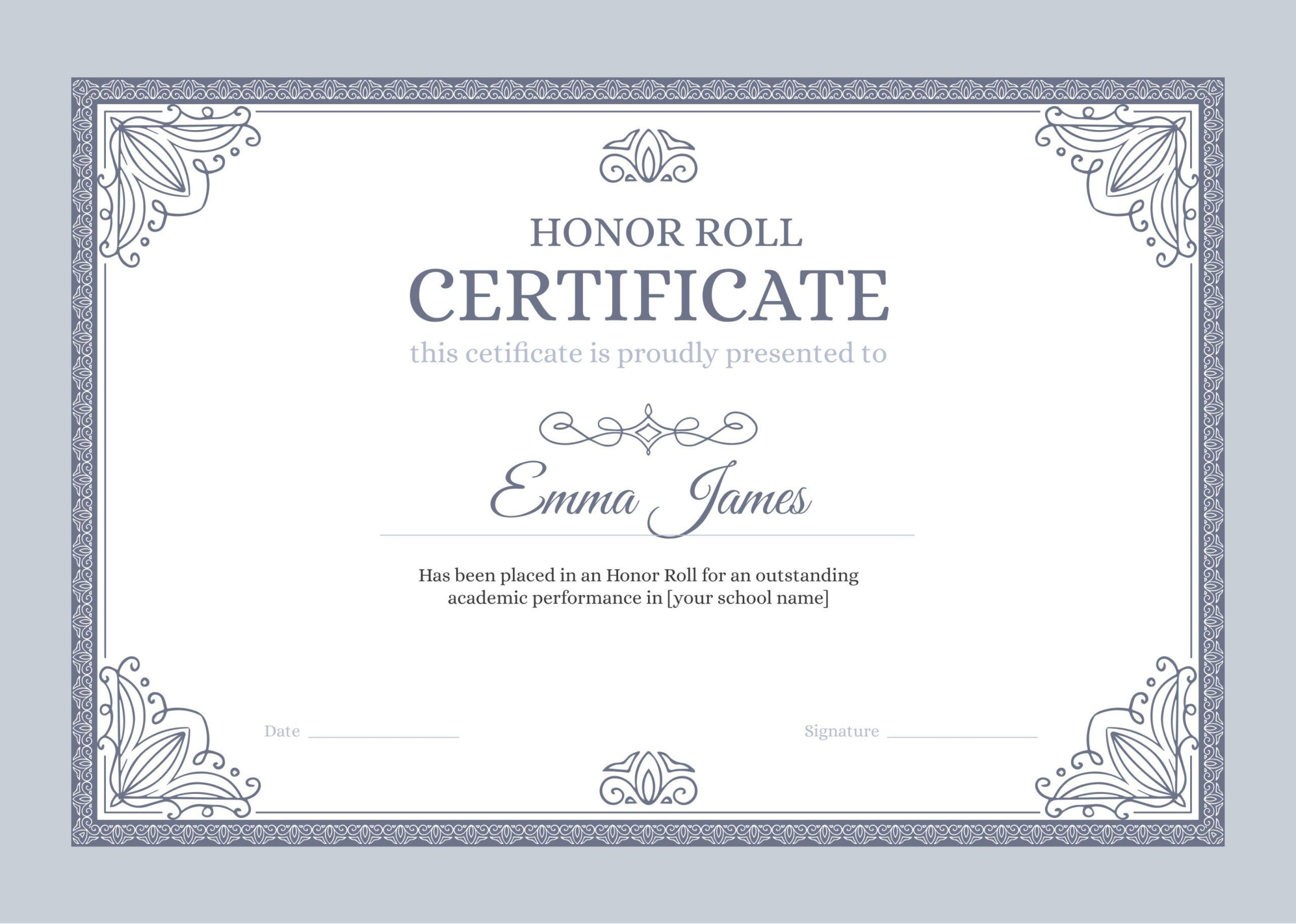 What Is Honor Roll Certificate 7 Free Editable Templates Sertifier