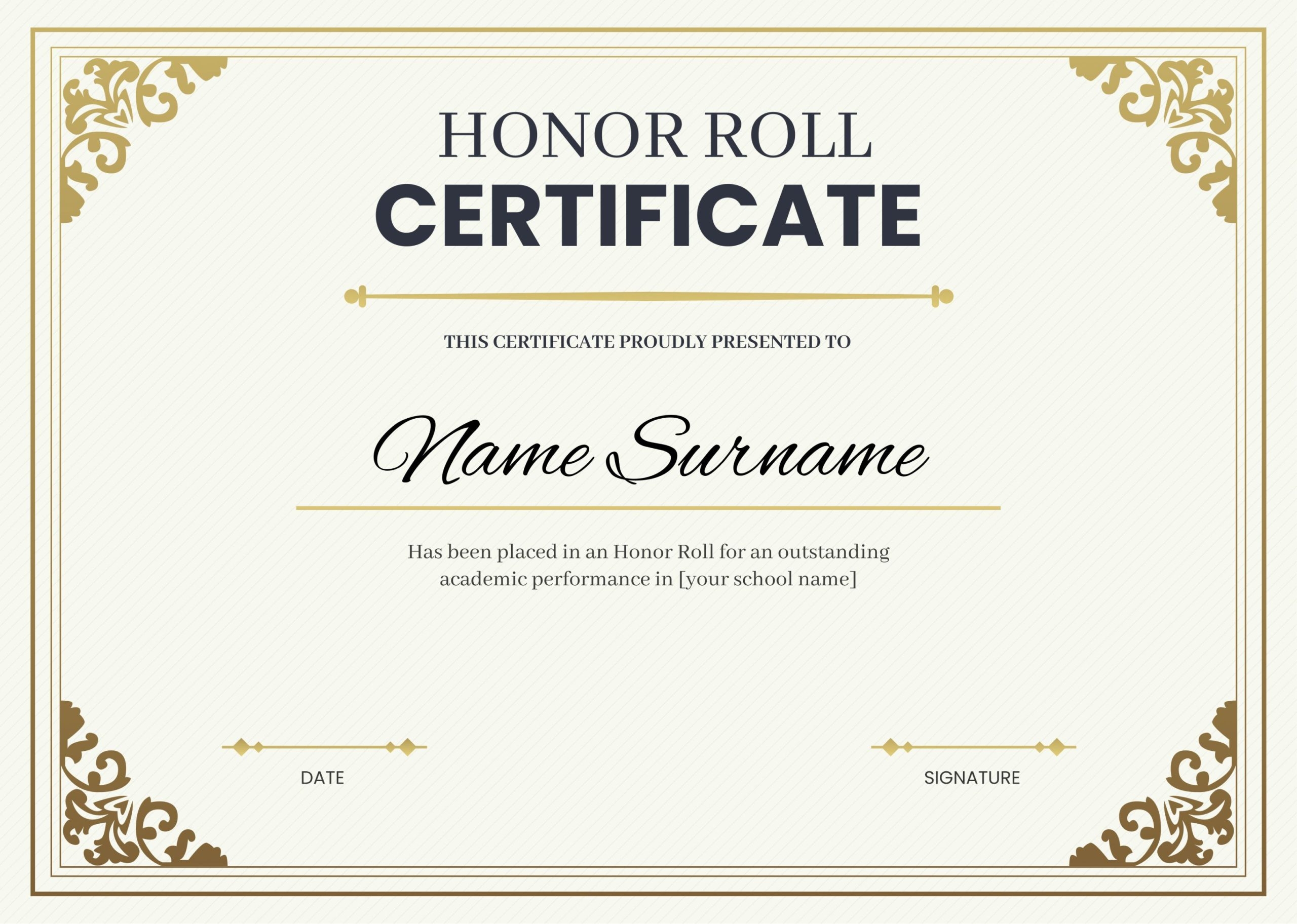 What Is Honor Roll Certificate 7 Free Editable Templates Worksheets Library