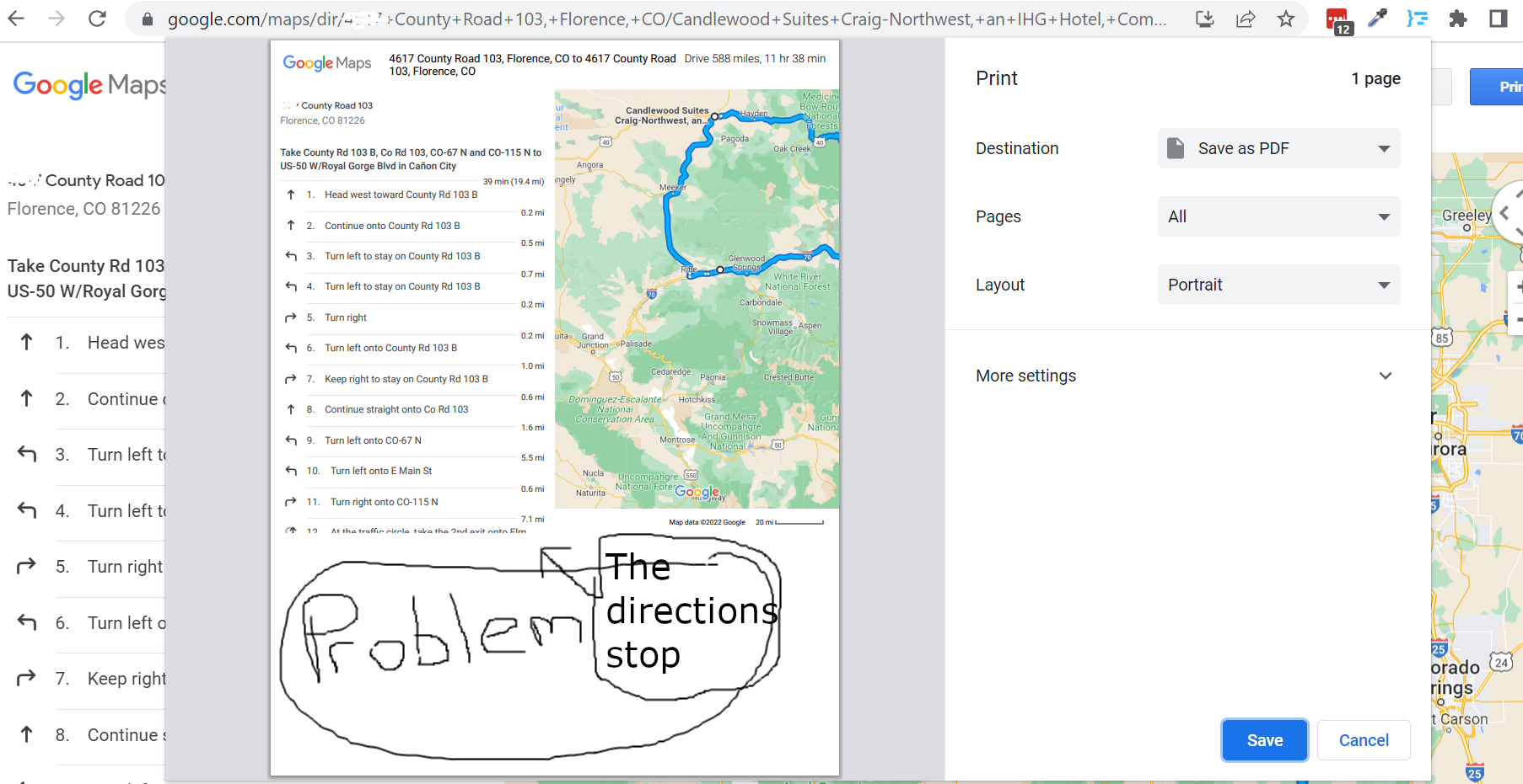 When Printing Directions From Maps The Map Part Now Takes A Full 