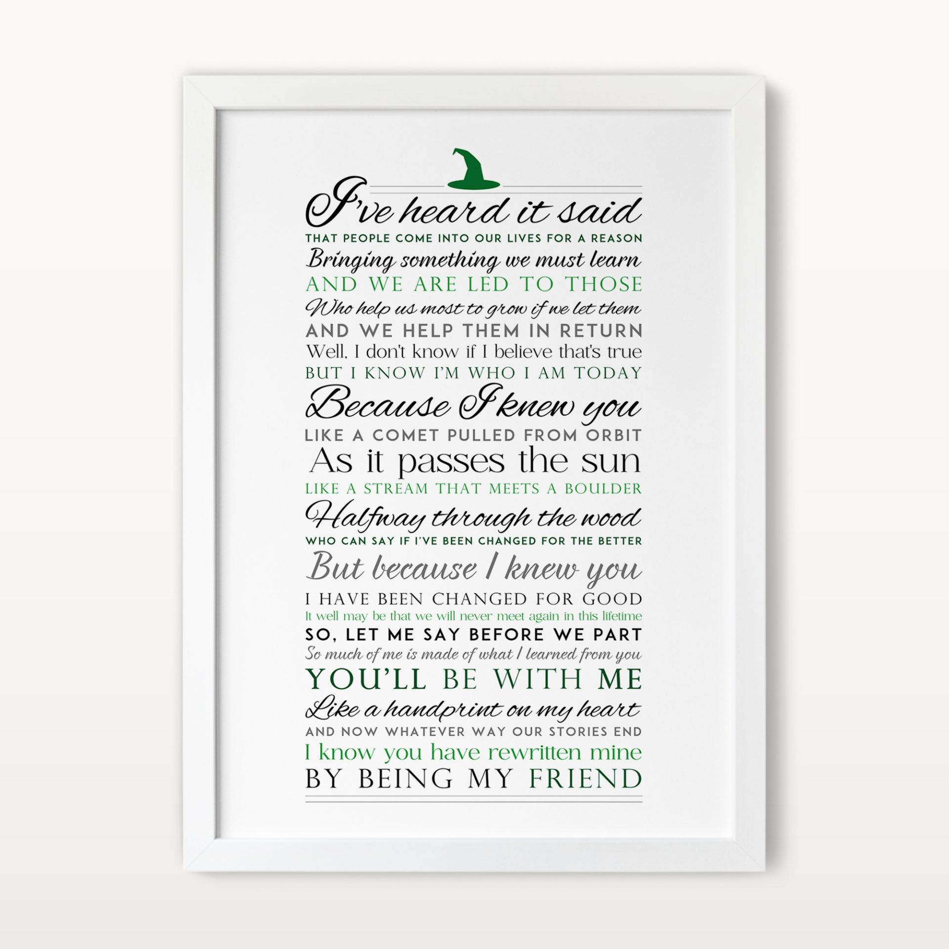 Wicked For Good Lyrics Print Wall Art Printable Prints