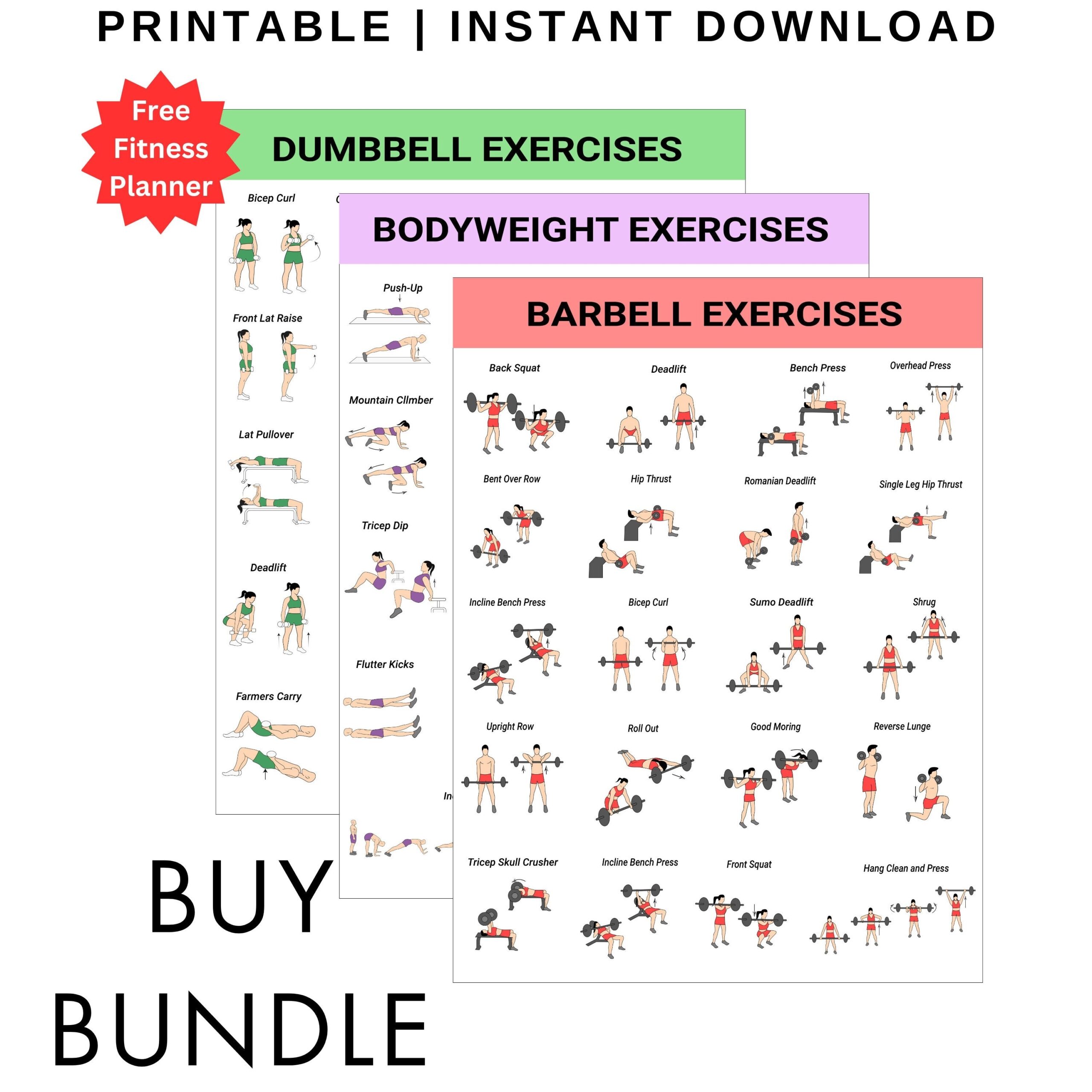 Workout Chart Workout Poster Workout Poster For Home Gym 