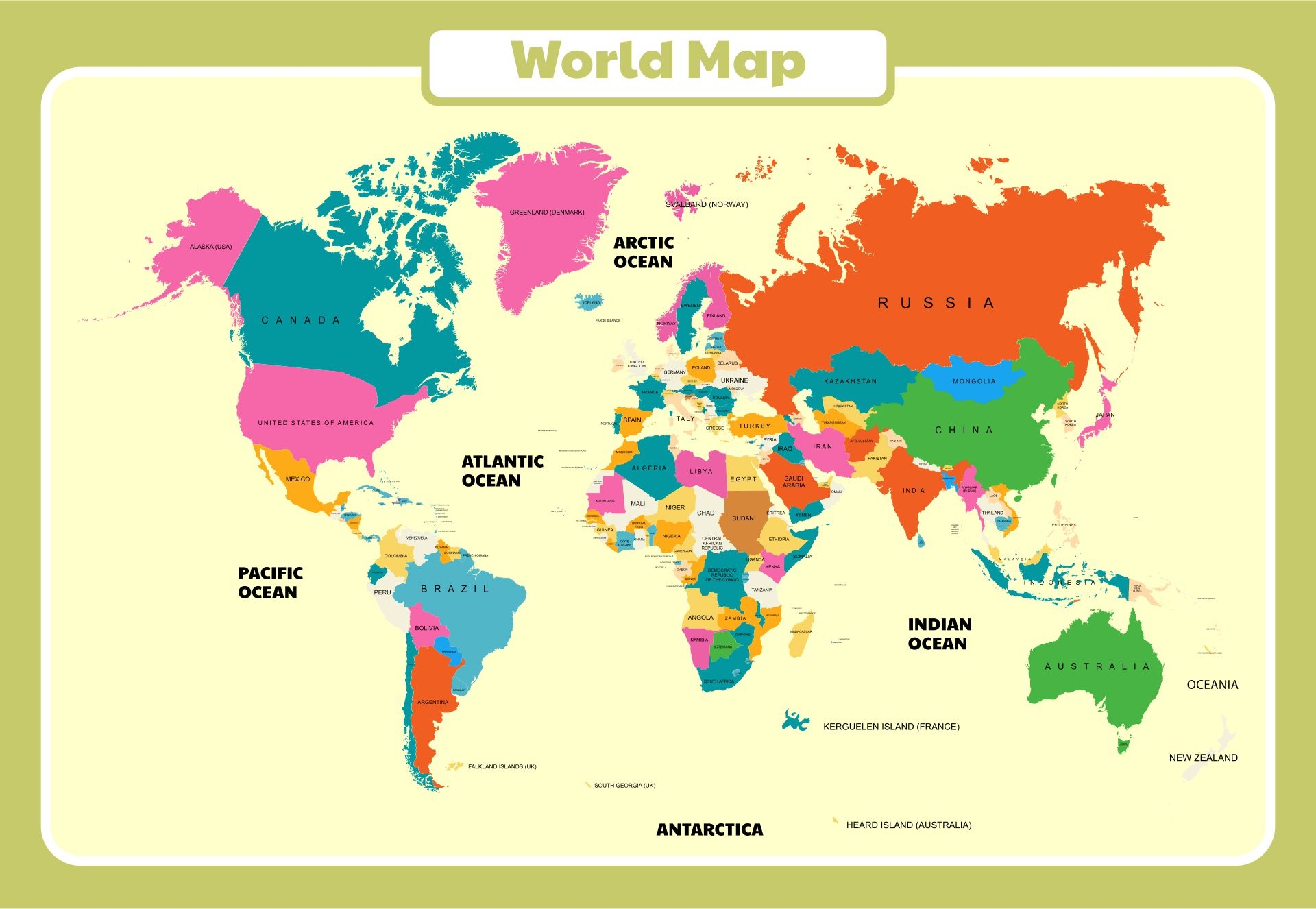 world map with countries free printable