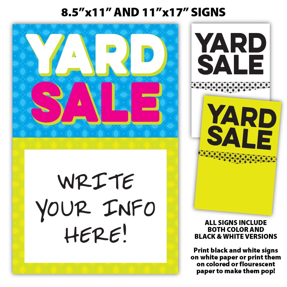 Yard Sale Sign Kit Bundle Tag Sale Sign Garage Sale Sign Estate 