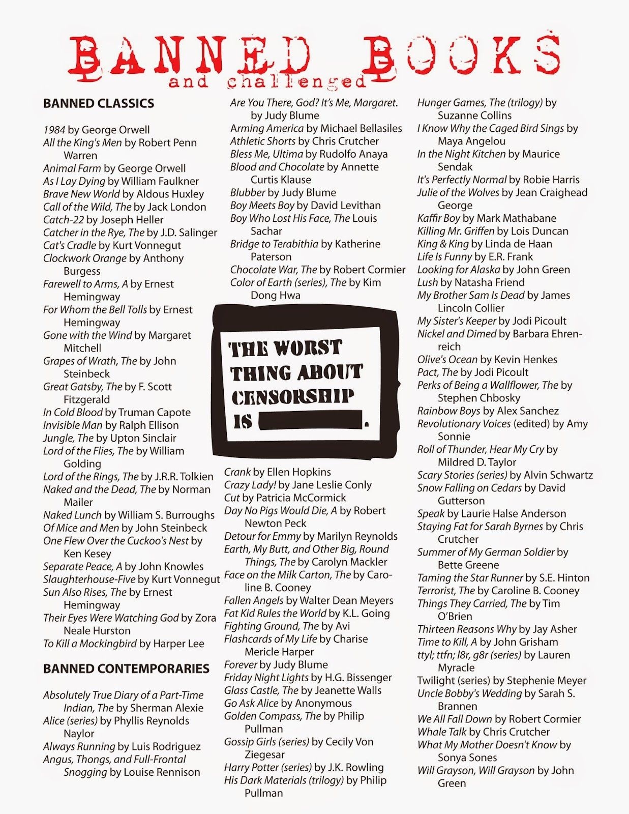 You Can t Read That Banned Books Week Free Reading List