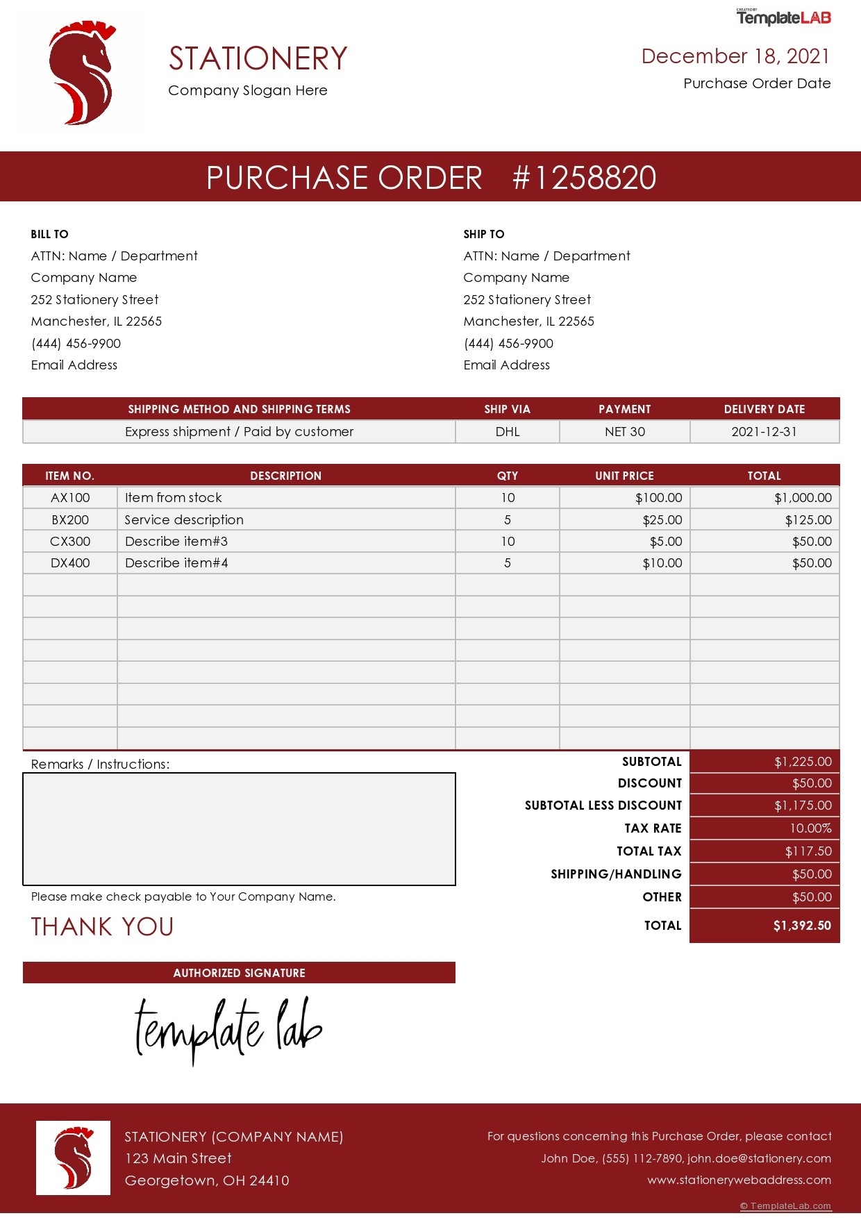 signed purchase order template