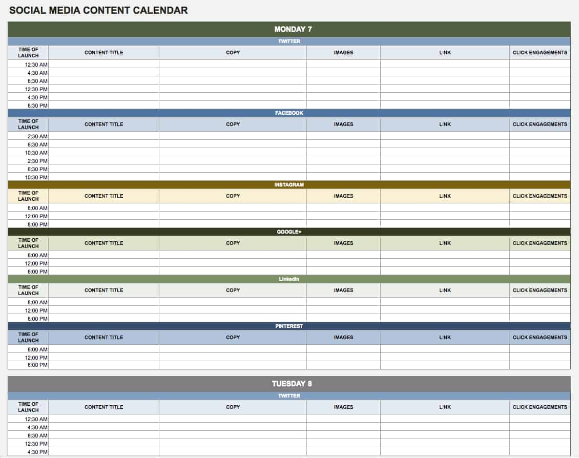 google sheet calendar template free