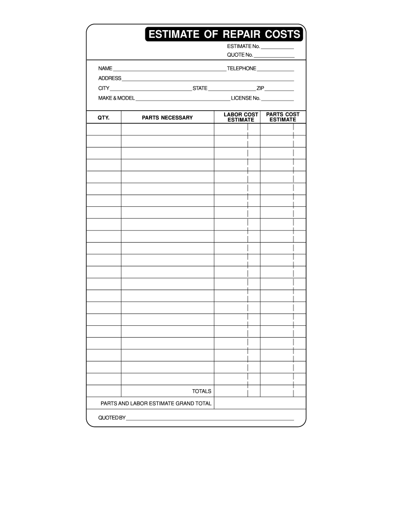 1996 2026 Form Estimate Of Repair Costs Fill Out Sign Share Online PdfFiller