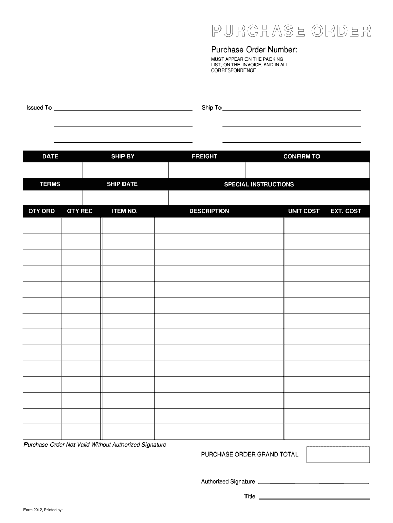 2012 2026 Form Purchase Order Fill Out Sign Share Online PdfFiller