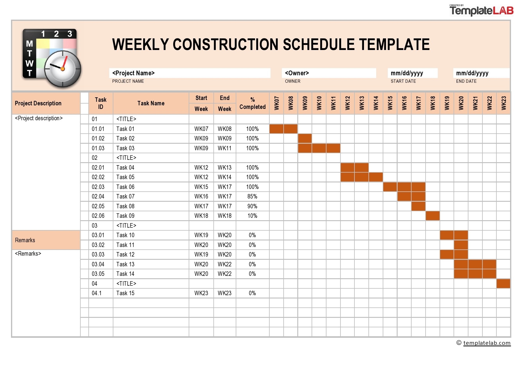 construction project schedule example