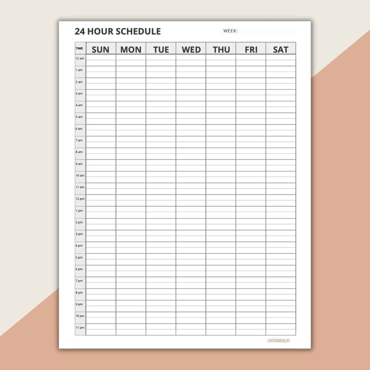 hour by hour calendar