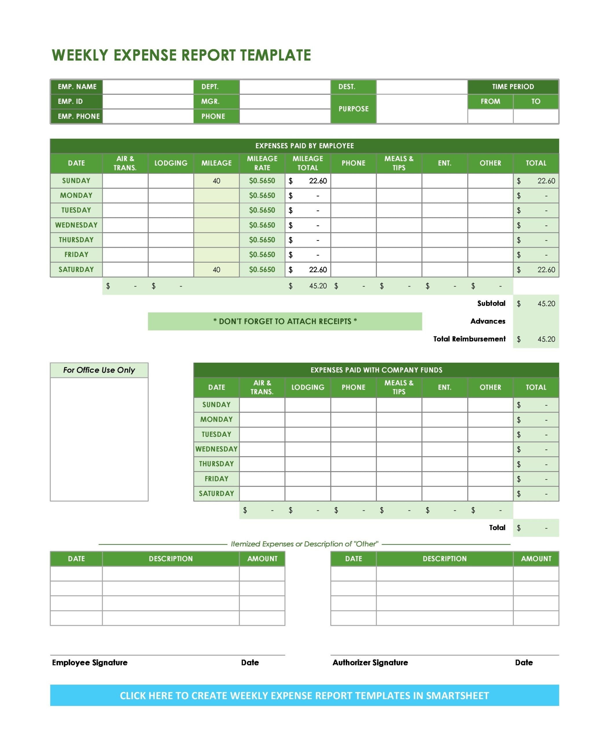 company expenses spreadsheet template