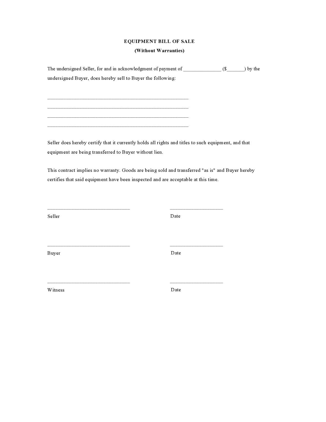 30 Free Equipment Bill Of Sale Templates Word PDF TemplateArchive