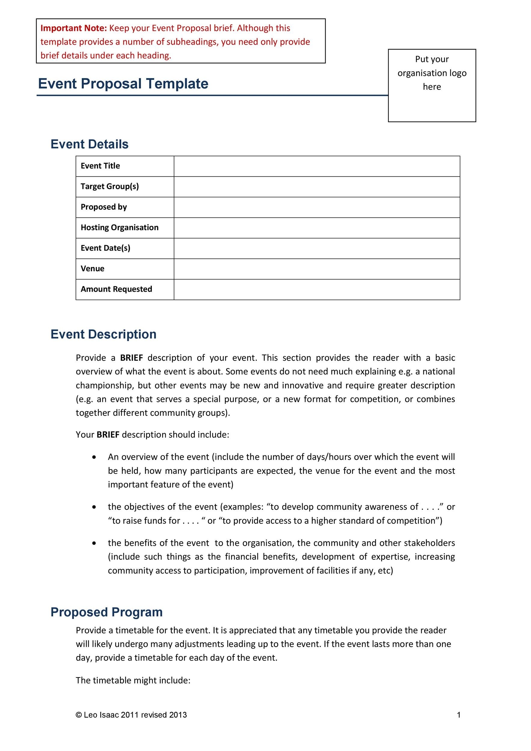 38 Best Event Proposal Templates Free Examples TemplateLab