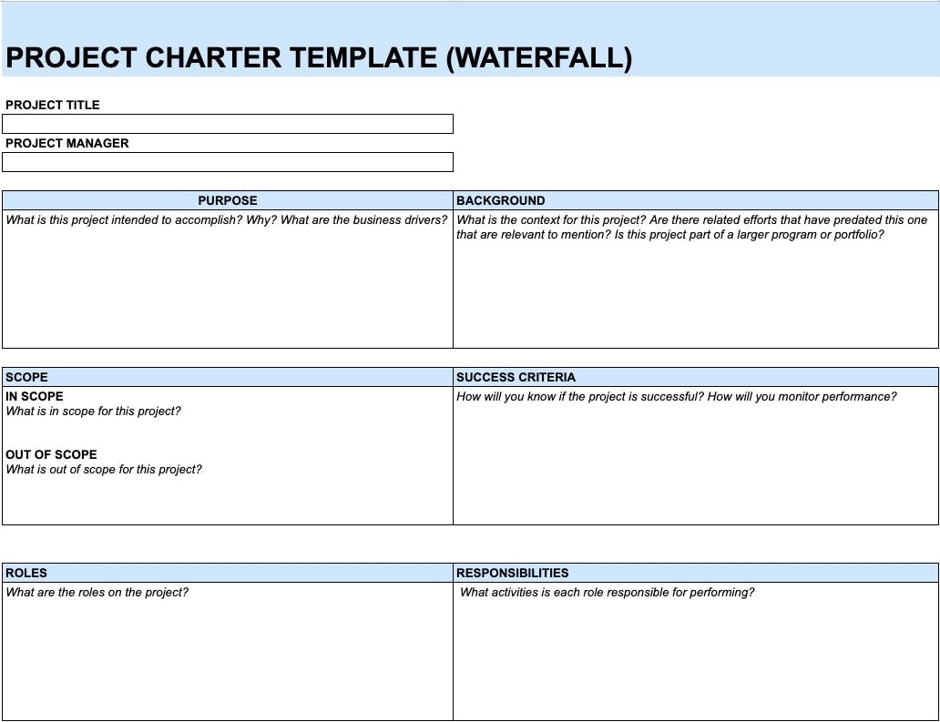 free project charter template word