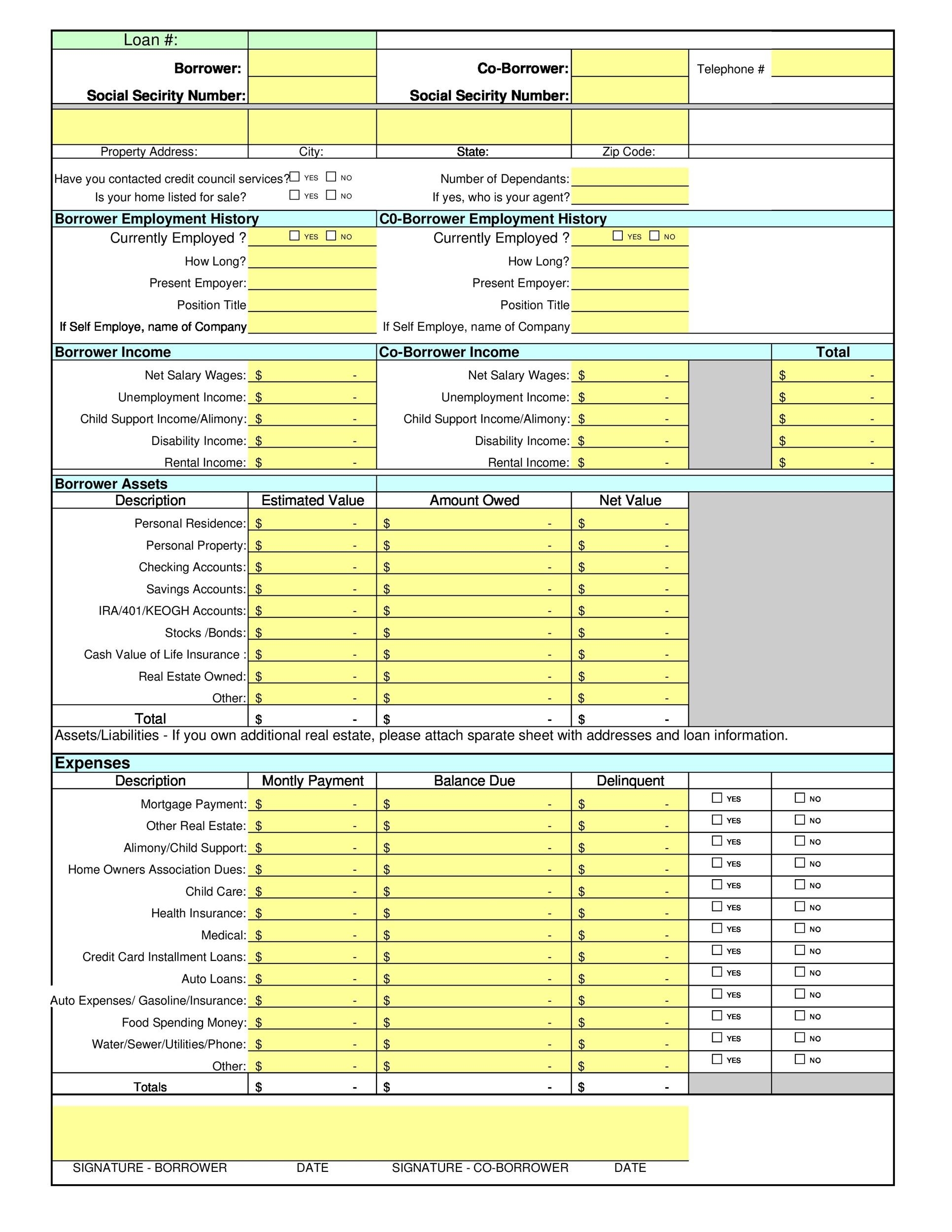 40 Personal Financial Statement Templates Forms TemplateLab