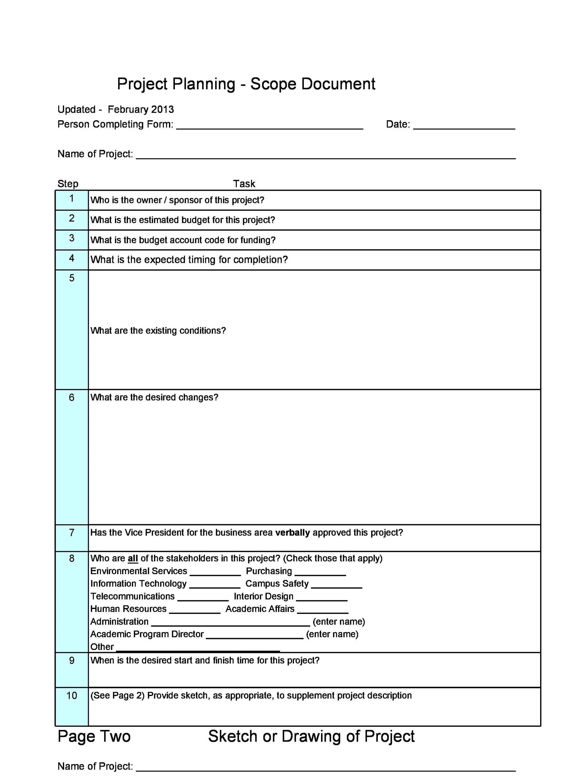 project scope statement template