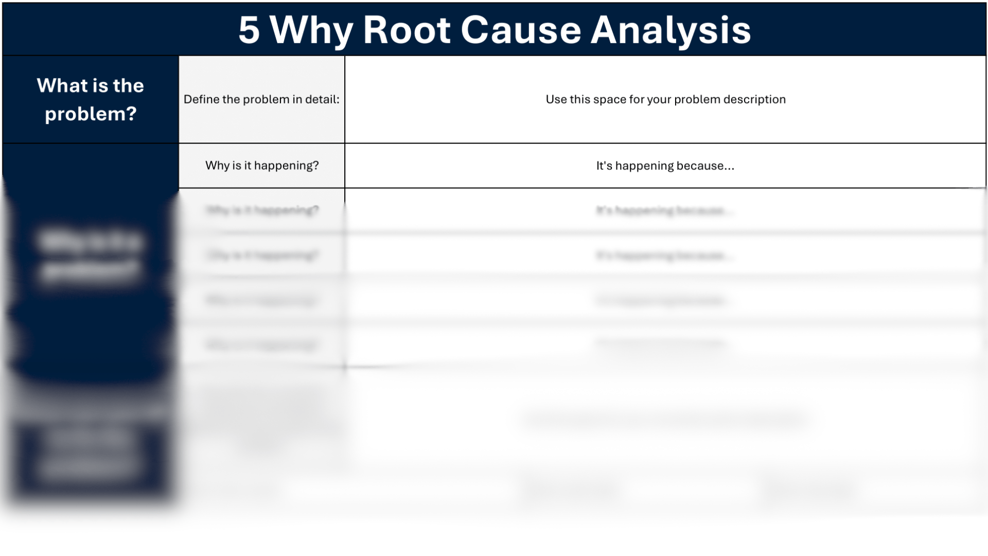 5 Why Analysis Template From Frontline Data Solutions