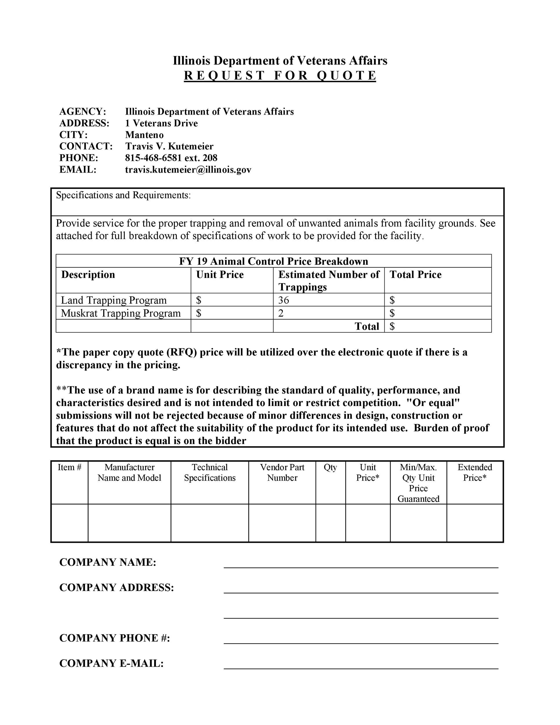 50 Simple Request For Quote Templates Forms TemplateLab
