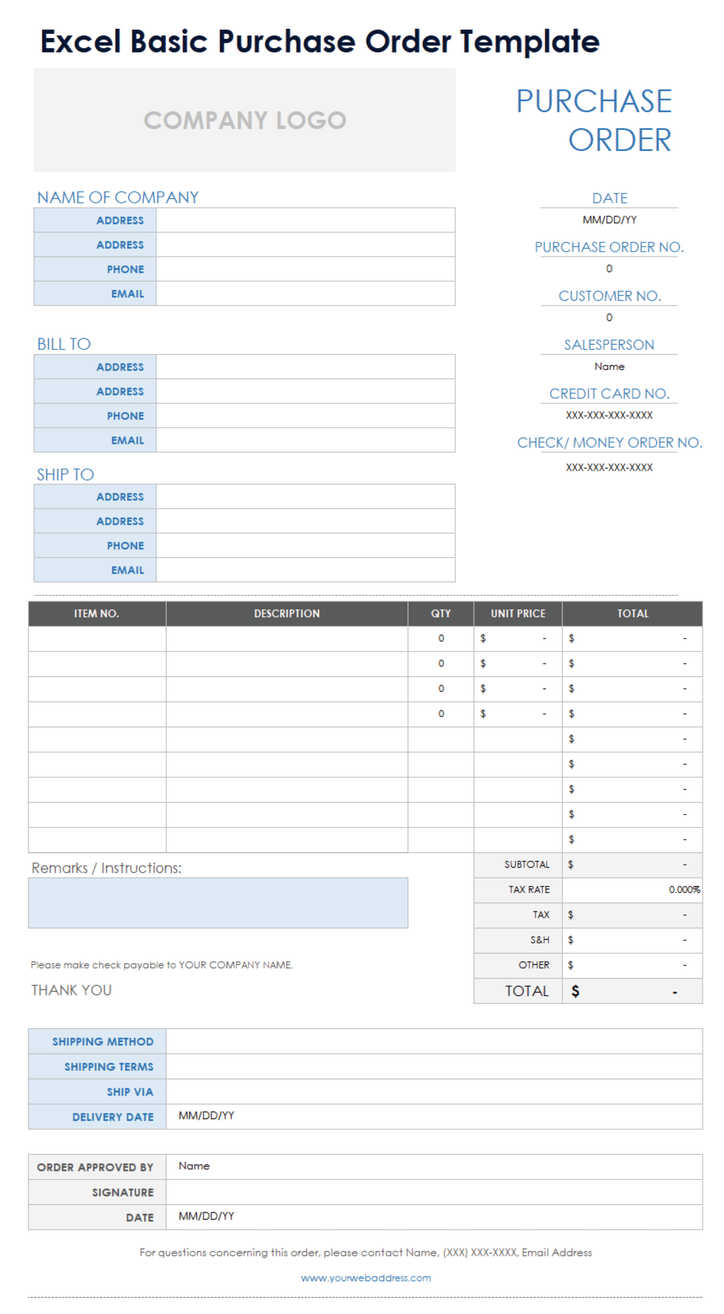 6 Free Excel Purchase Order Templates