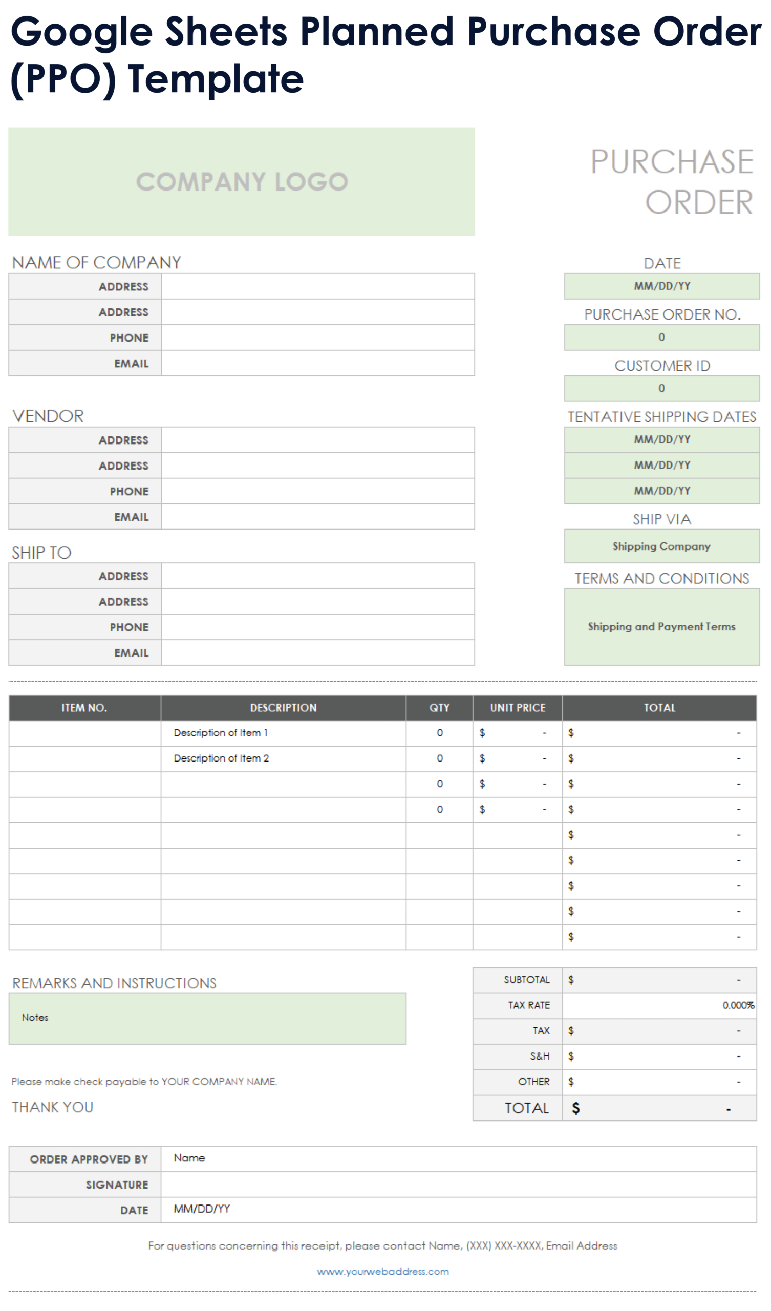 8 Free Google Sheets Purchase Order Templates