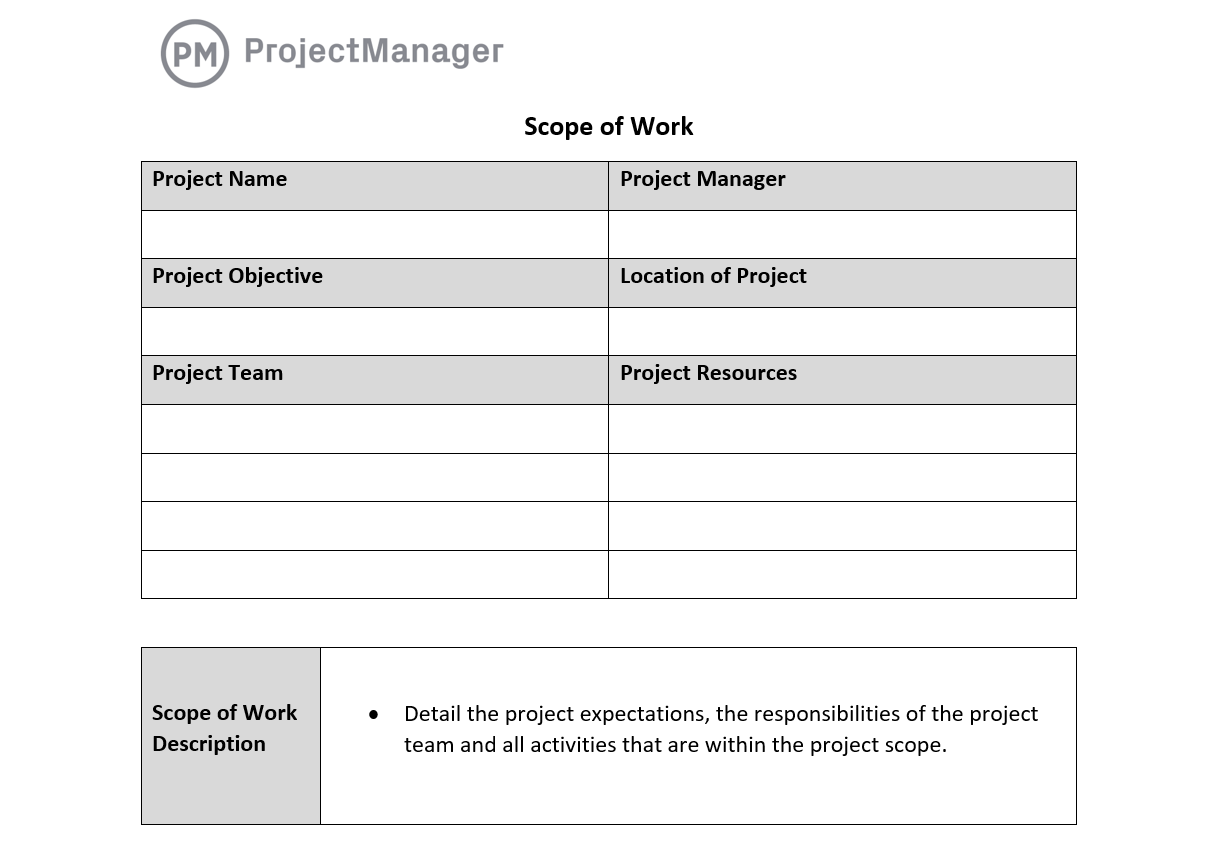 8 Free Scope Templates Documents Excel Spreadsheets More