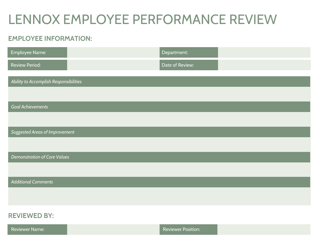 Annual Employee Performance Review Template Venngage