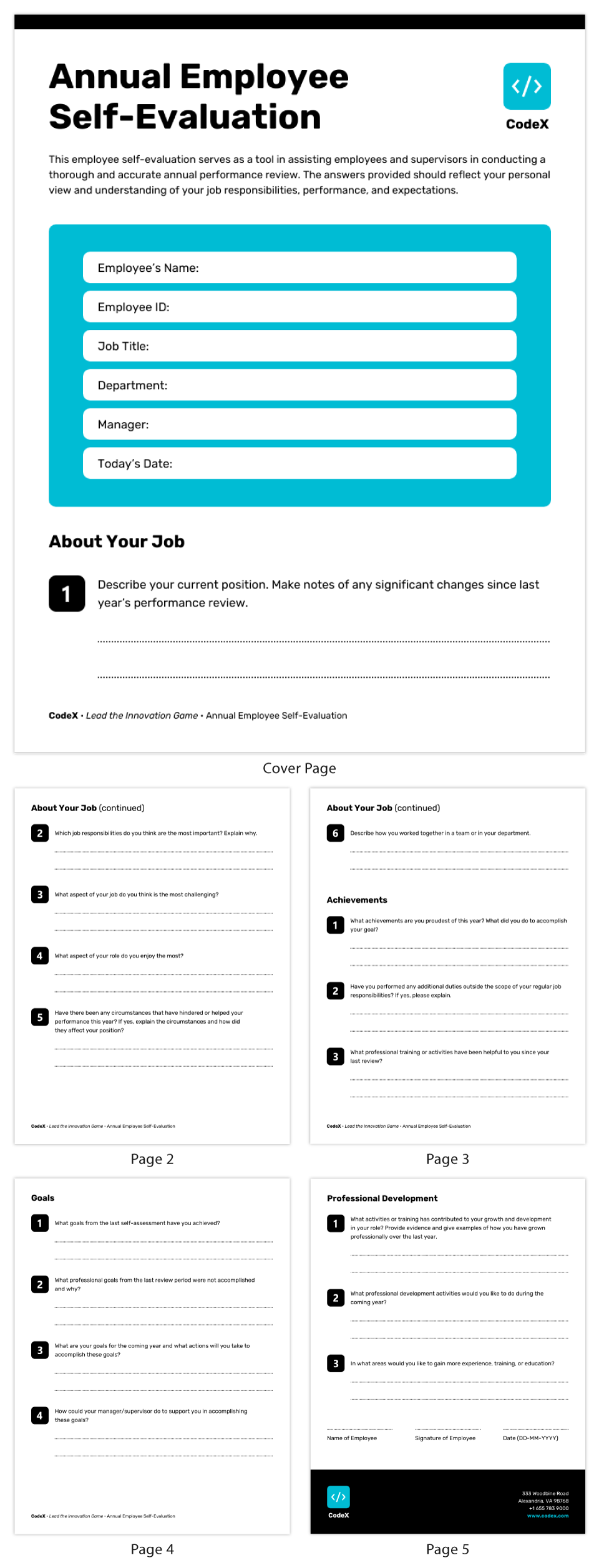 Annual Employee Self Evaluation Form Template Venngage