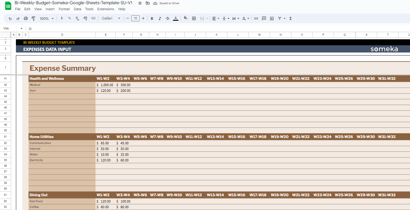 biweekly budget template google sheets