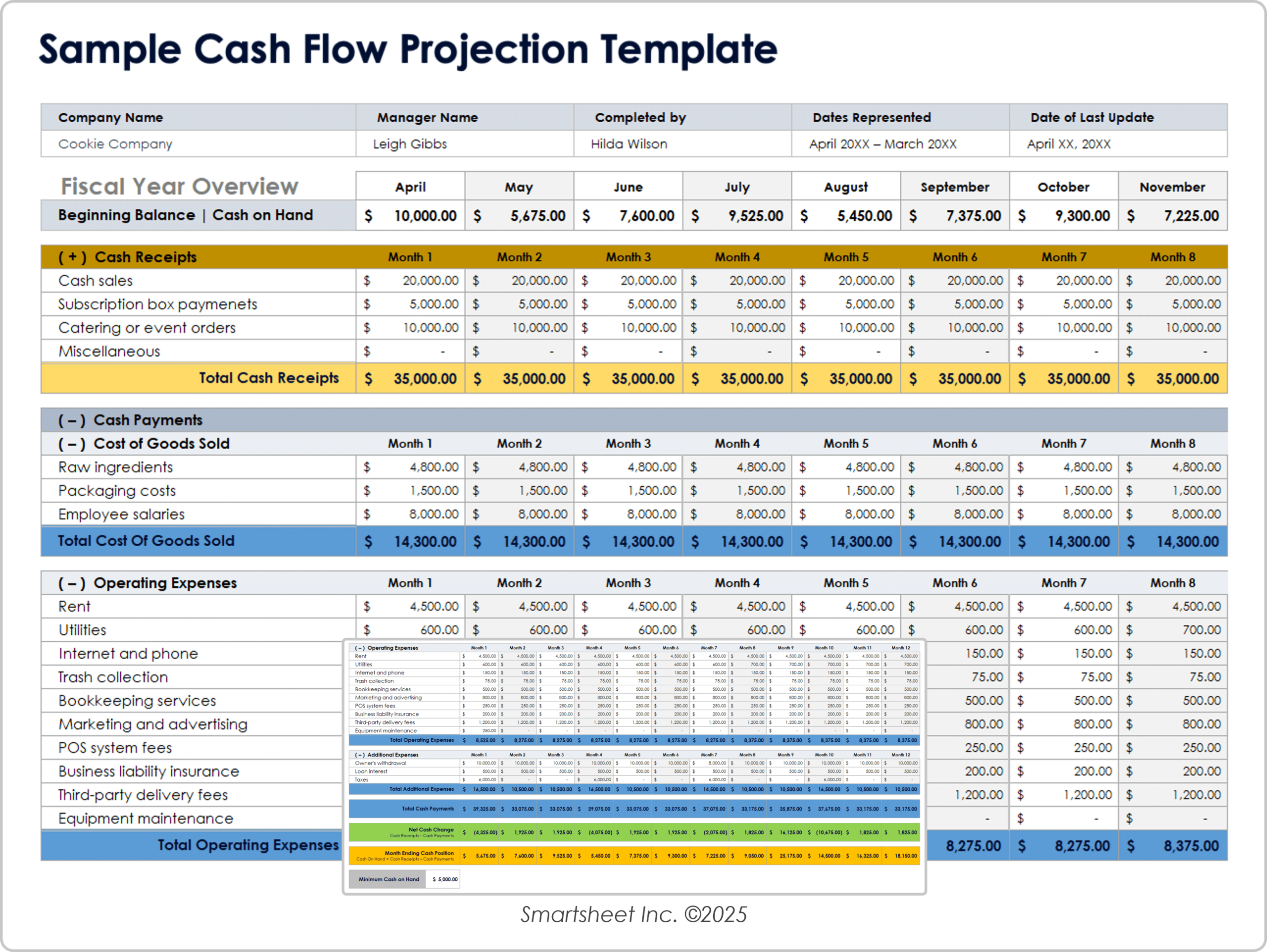 Cash Flow Projections How To Sample Template