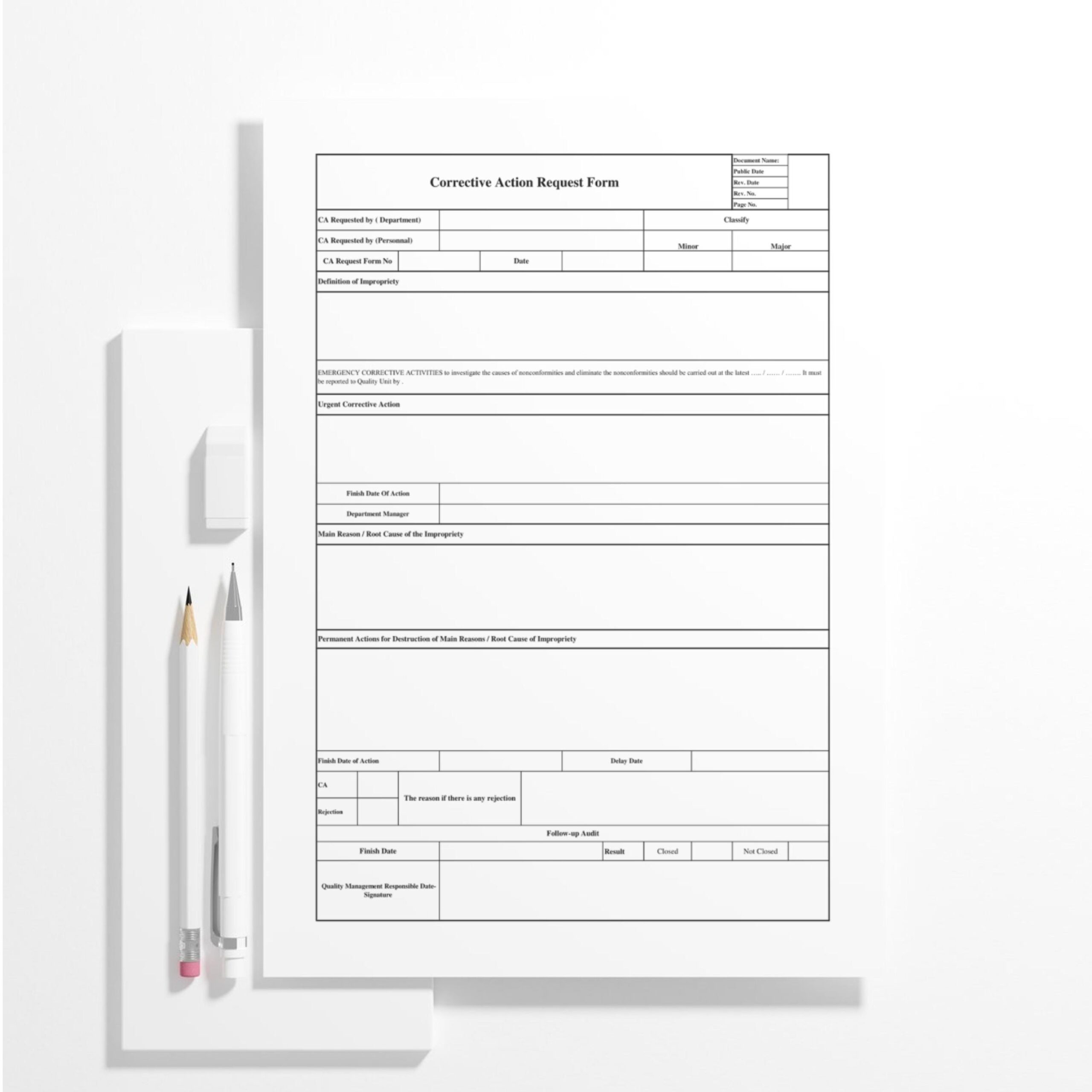 Corrective Action Request Form Template ISO 9001 Compliant Editable And Printable PDF Quality Management Tool Problem Resolution Guide Etsy Hong Kong