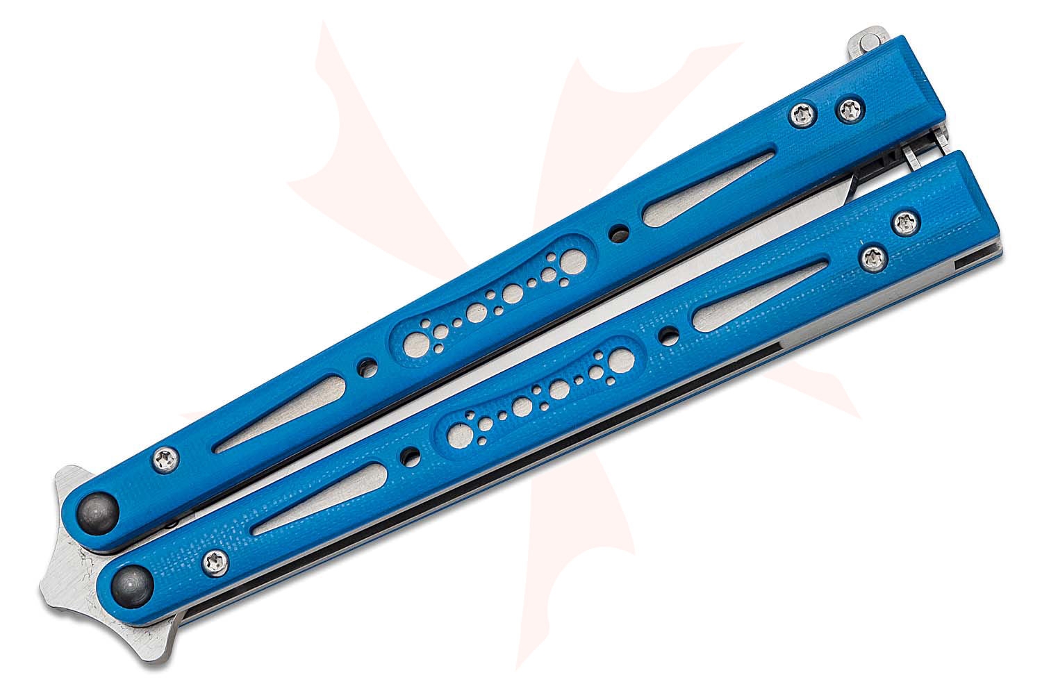 EPS Knives G10 Wraith Balisong Butterfly 4 6 154CM Satin Bowie Blade Ghost Blue G10 Handles Bushing Pivot KnifeCenter Discontinued