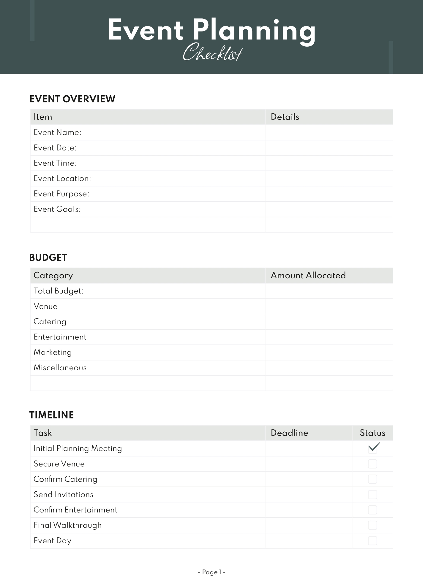 event planning template google sheets
