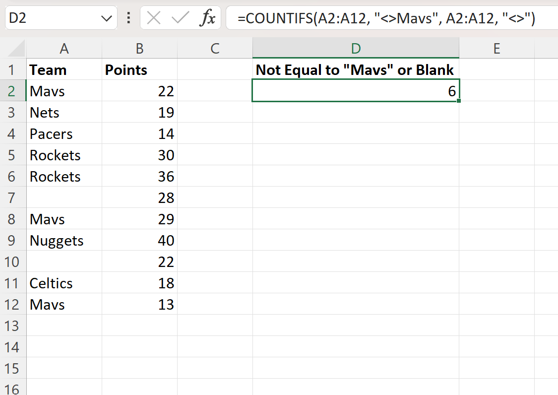Excel Formula COUNTIF Not Equal To Text Or Blank