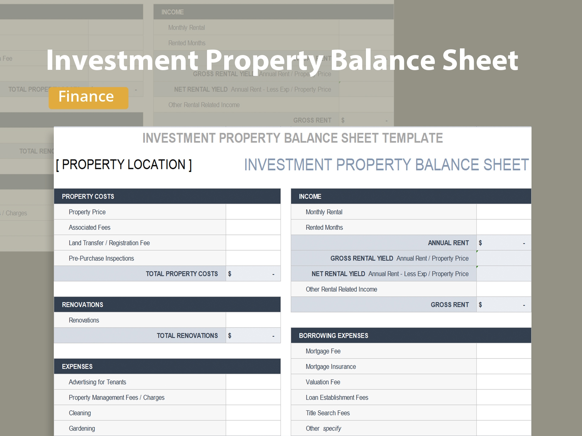 EXCEL Of Investment Property Balance Sheet xlsx WPS Free Templates