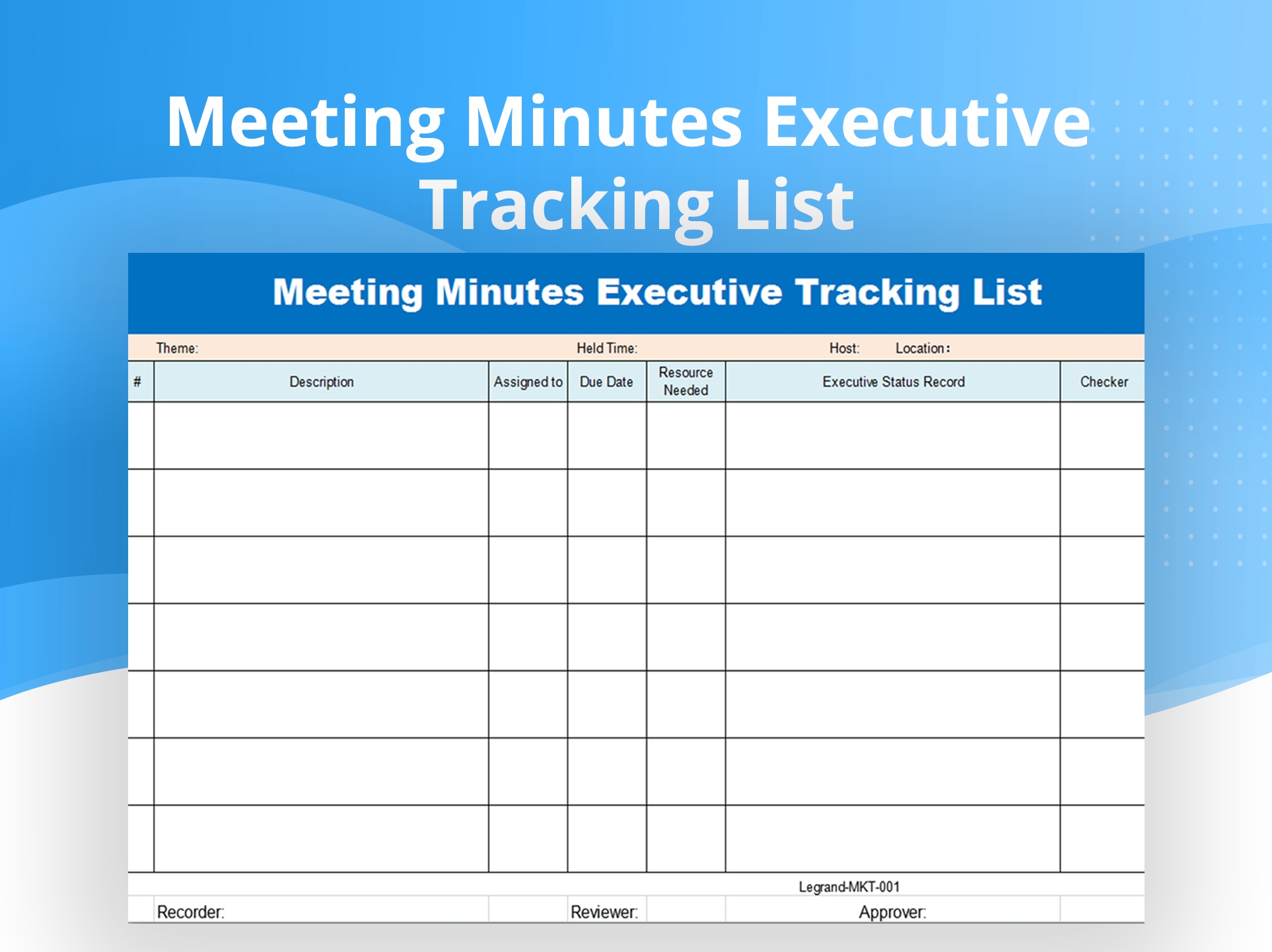 EXCEL Of Meeting Minutes Executive Tracking List xls WPS Free Templates