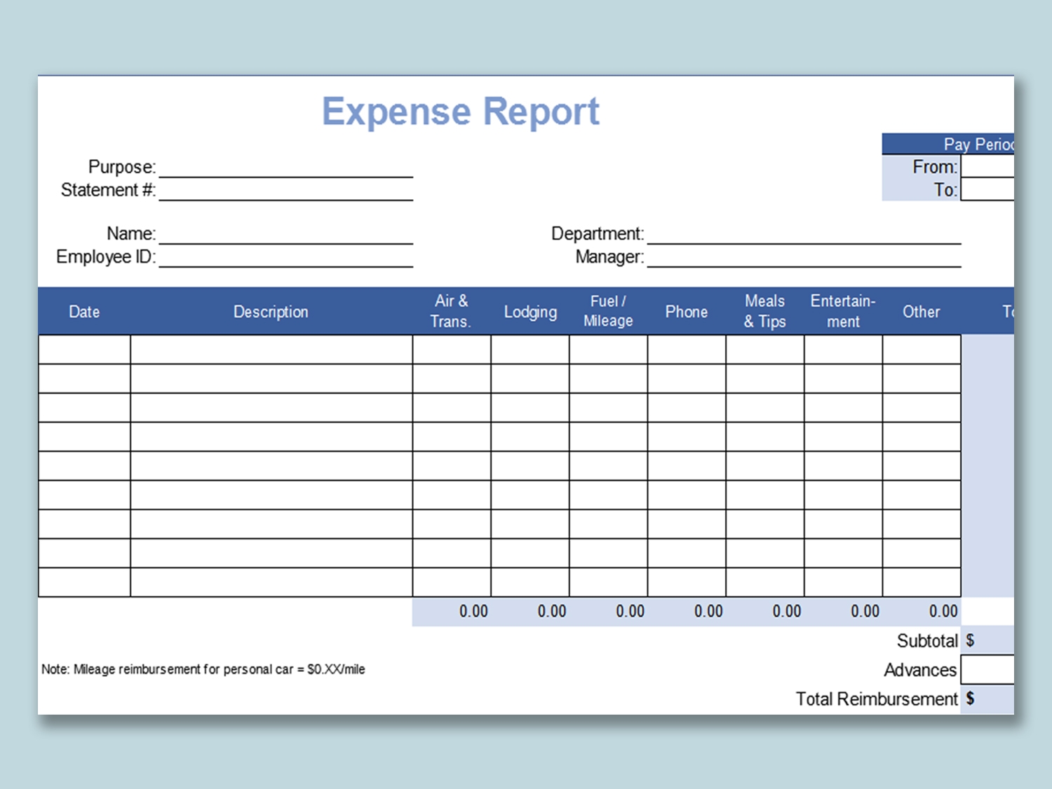 EXCEL Of Travel Expense Report xlsx WPS Free Templates
