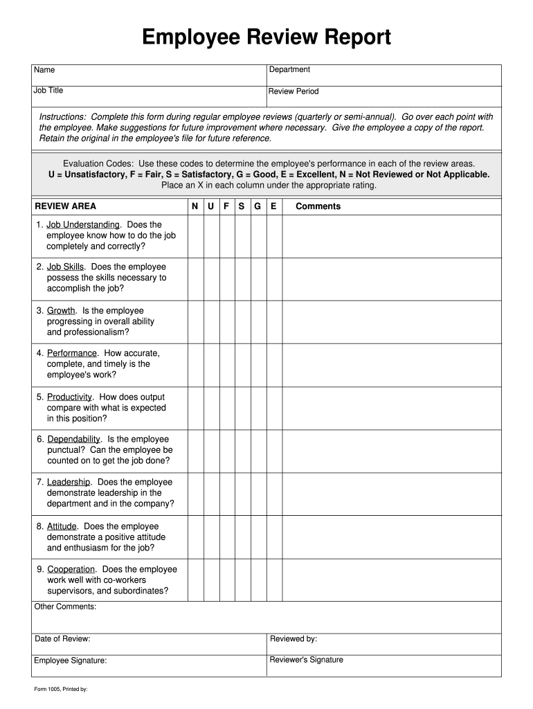 free employee evaluation template