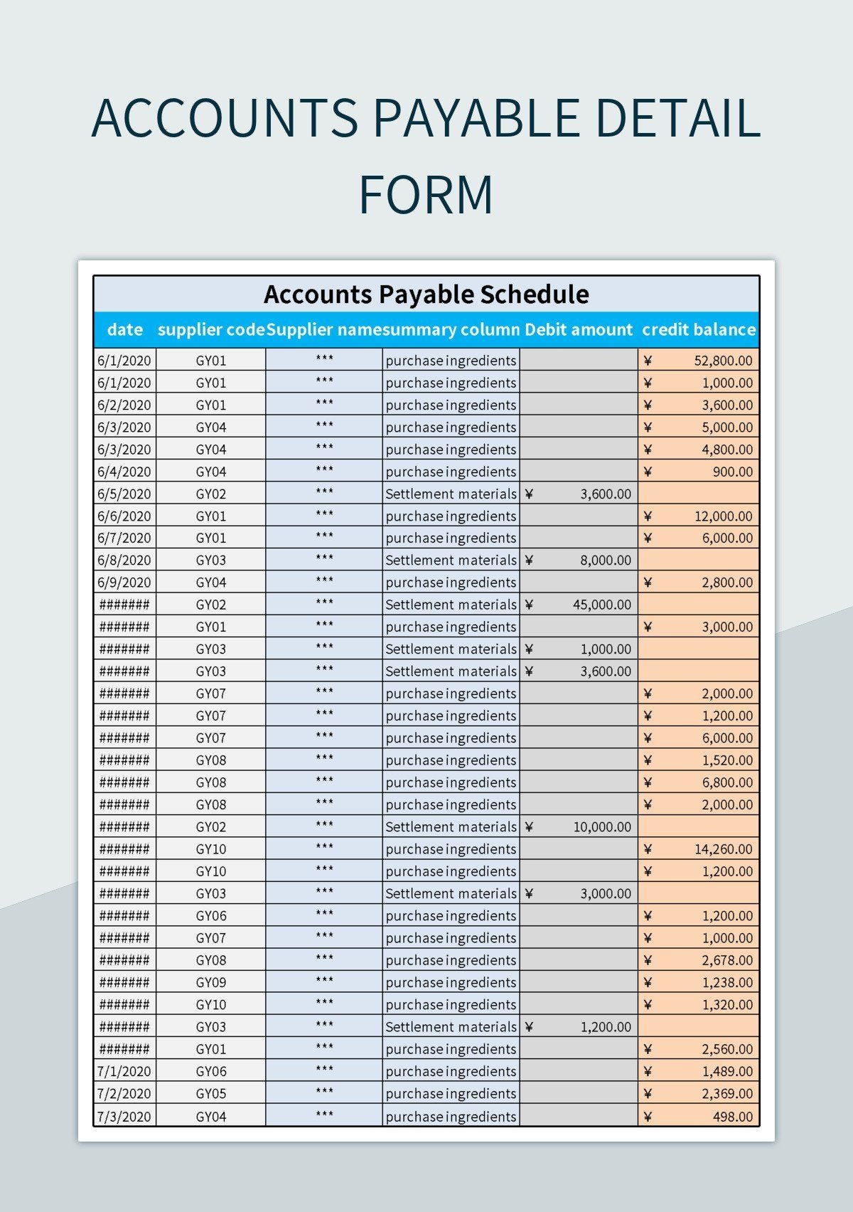 accounts payable format in excel