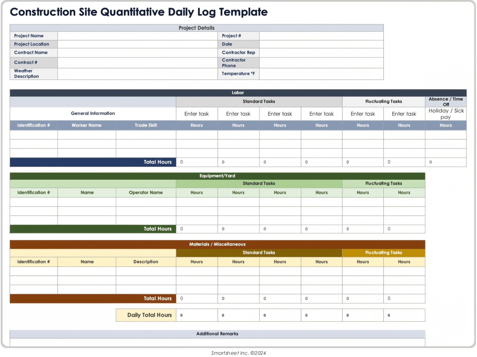 Free Construction Daily Log Templates All Formats