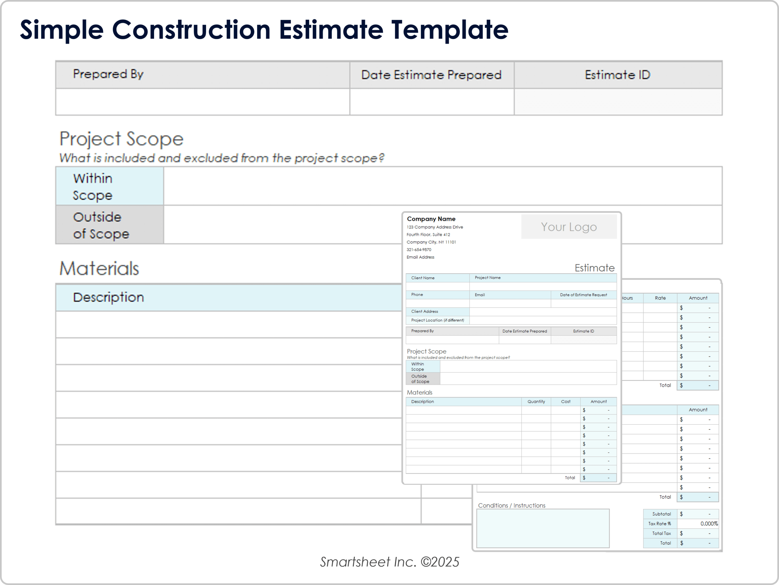 free construction estimating excel