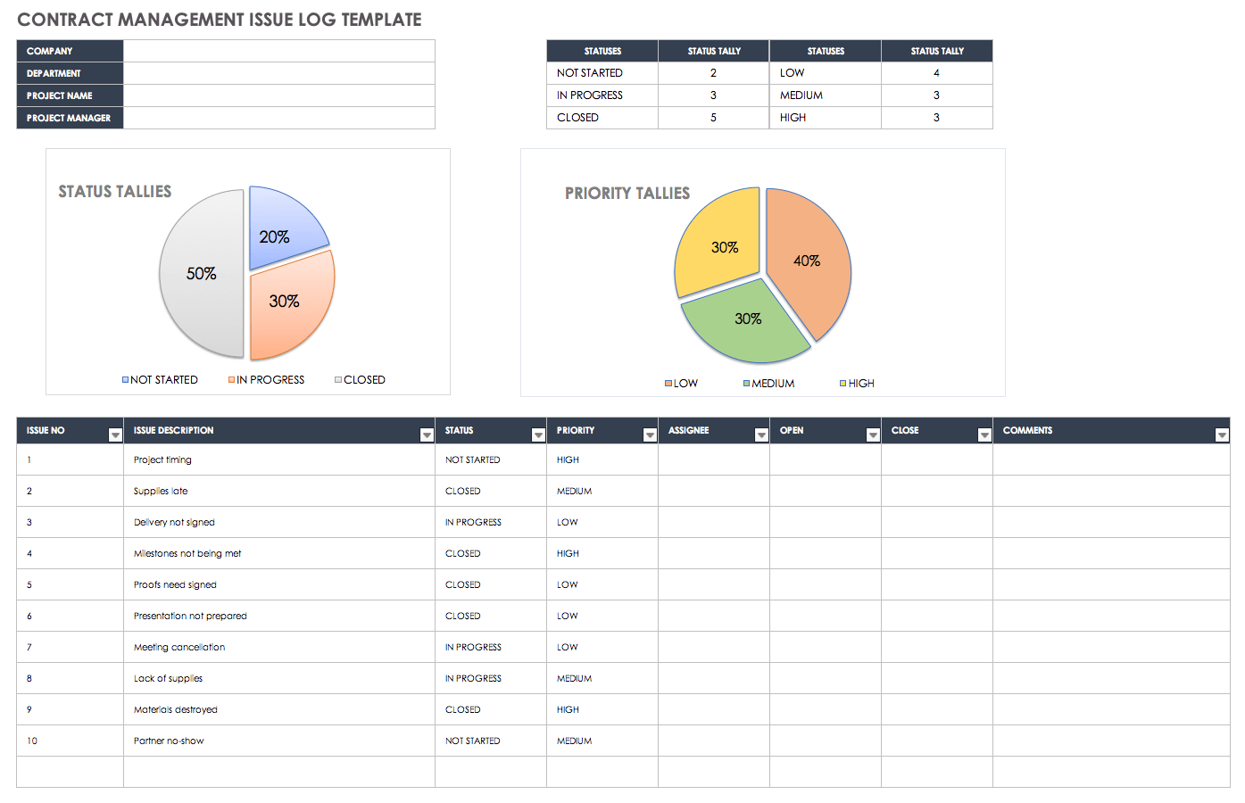 contract management excel template