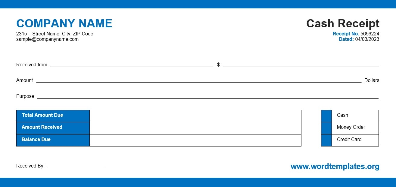 money receipt template word