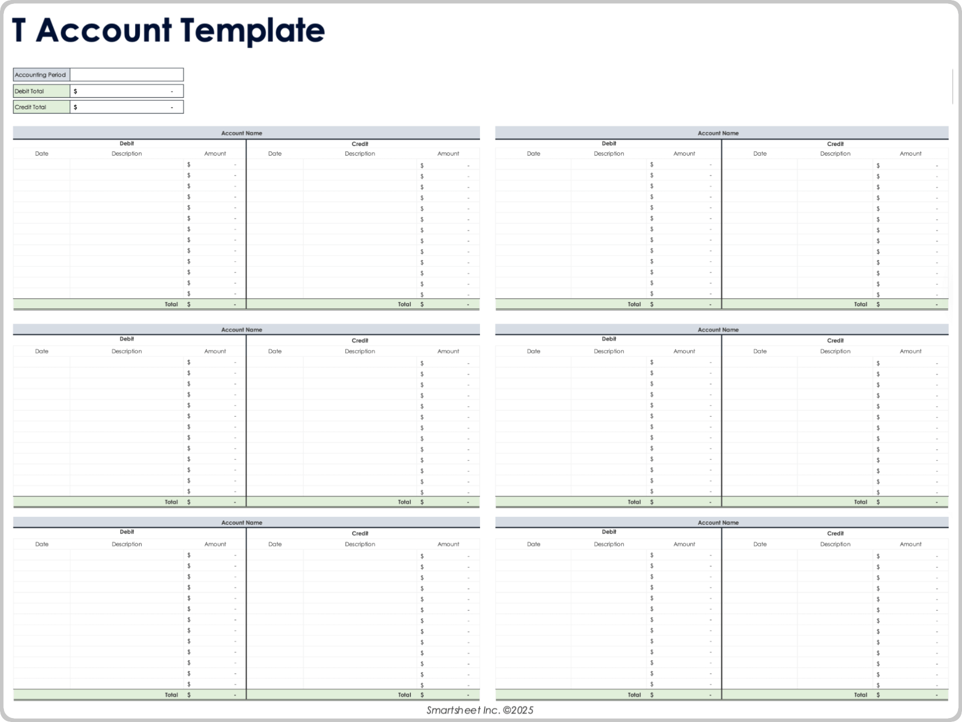 accounting t account template excel