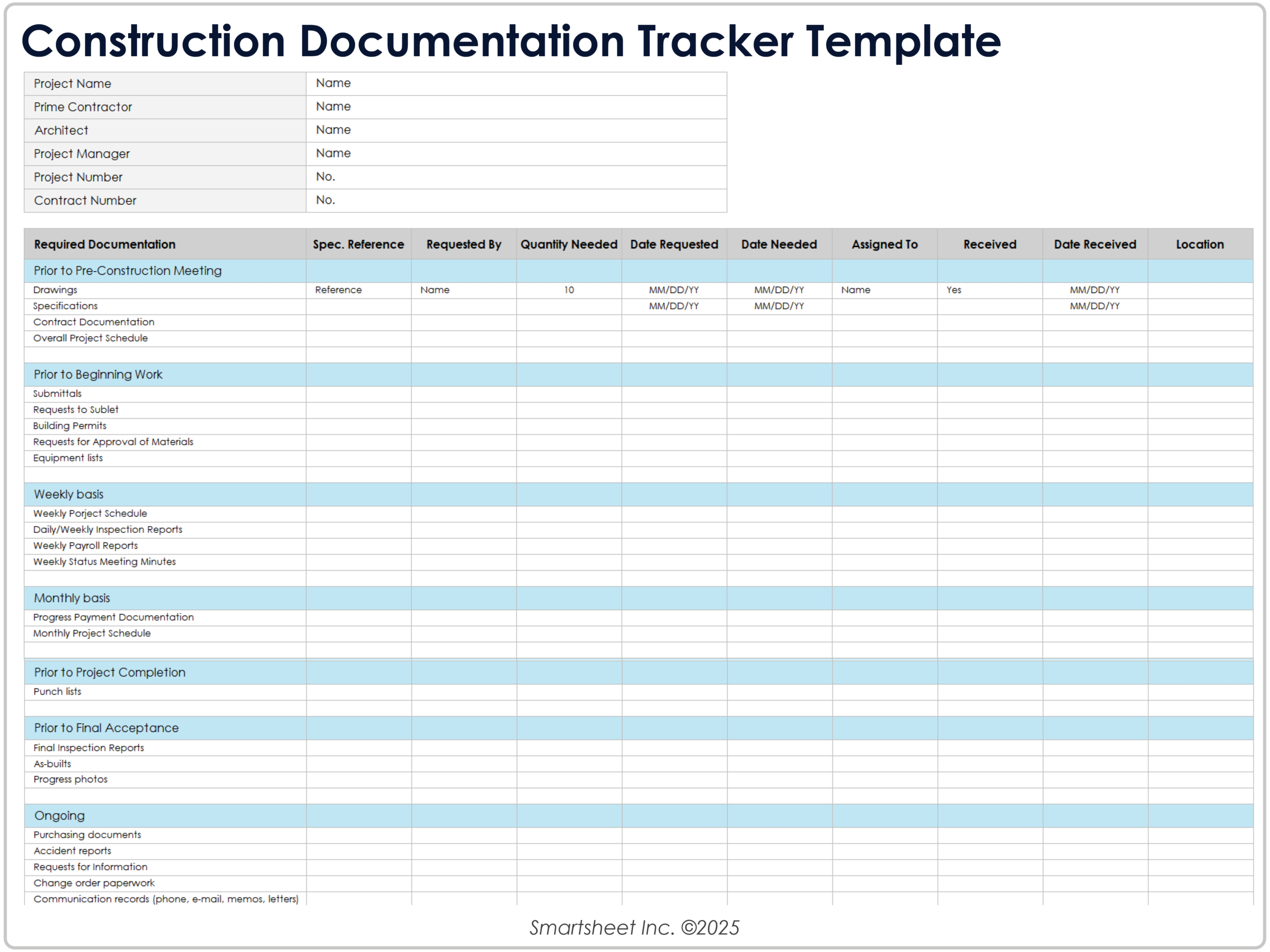 Free Excel Construction Project Management Templates
