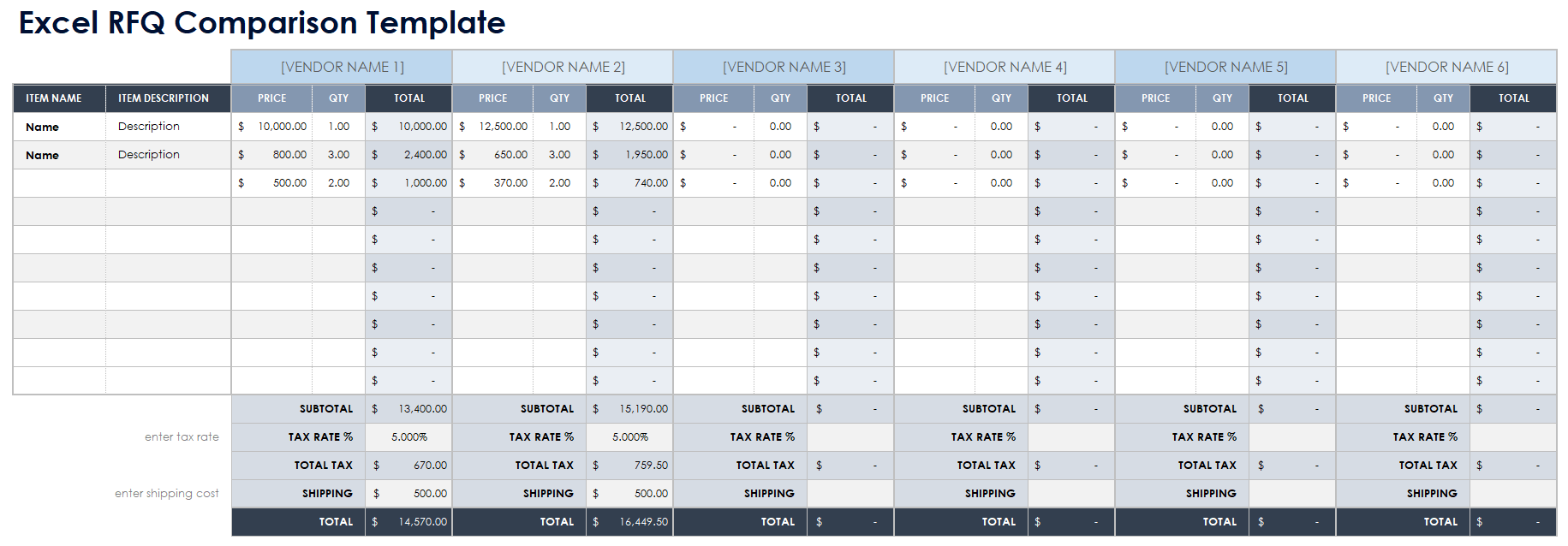 rfq format in excel
