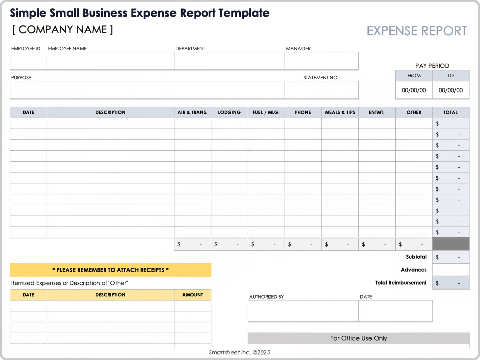 business expense report template