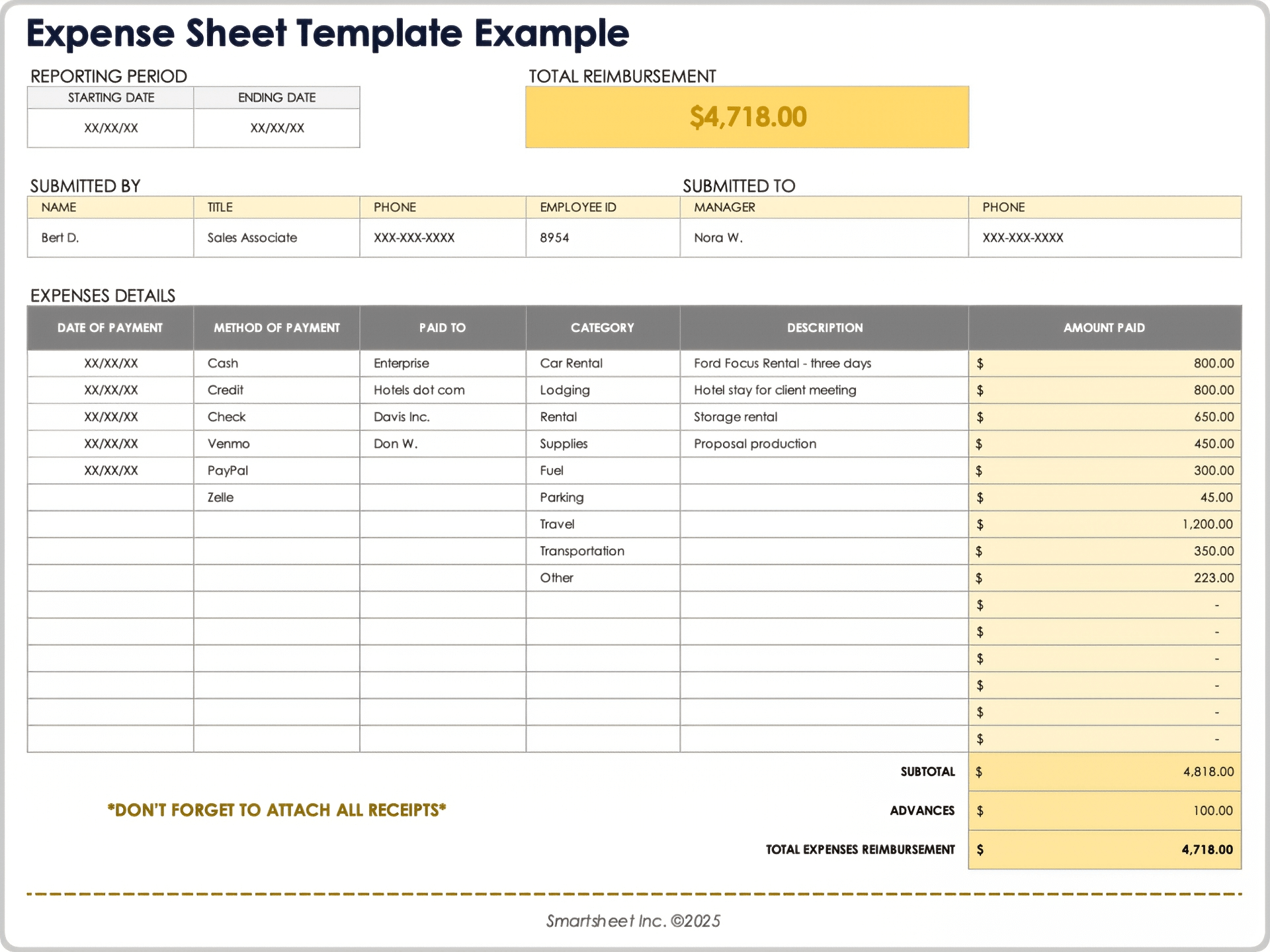 free expense report template word
