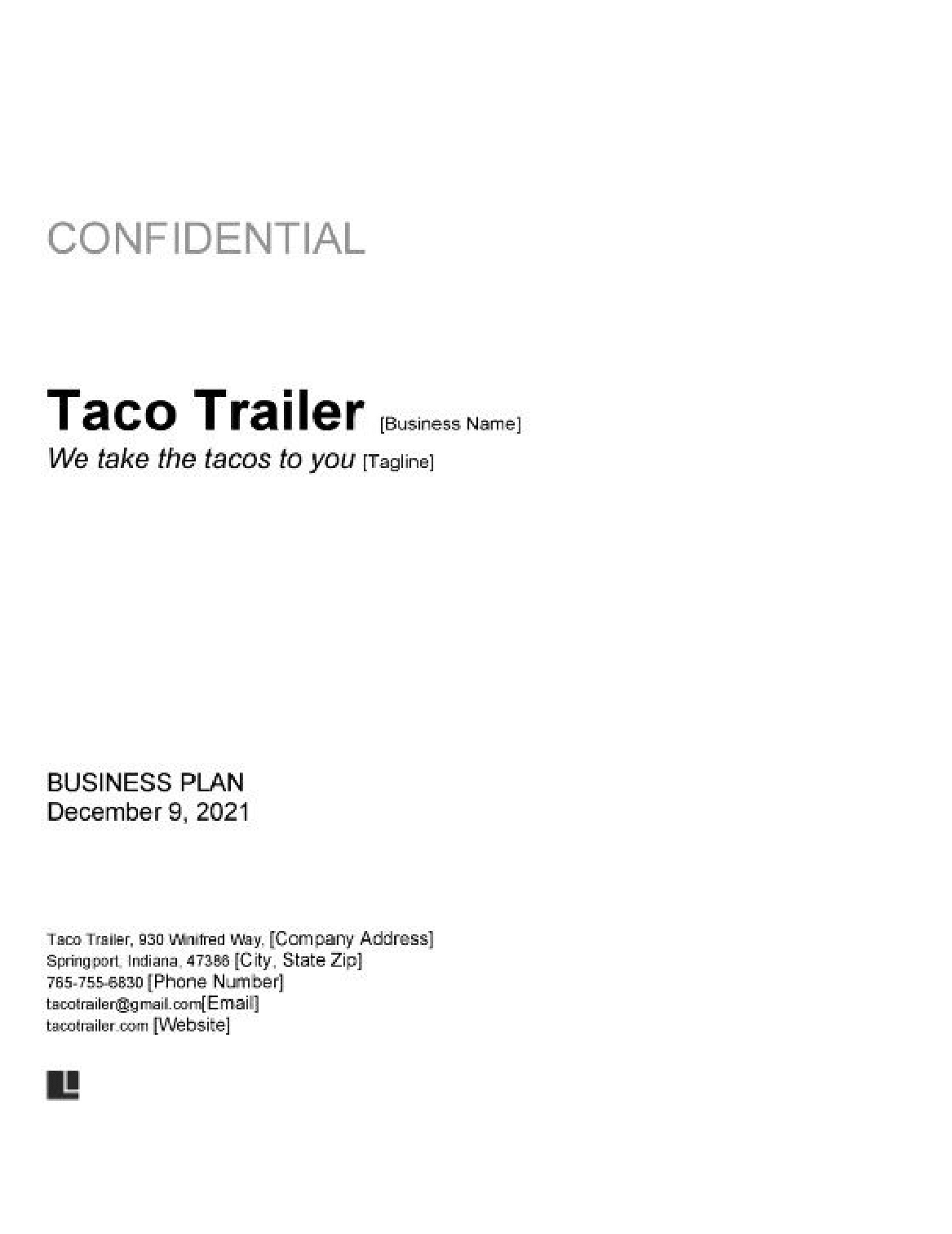 food truck business plan sample