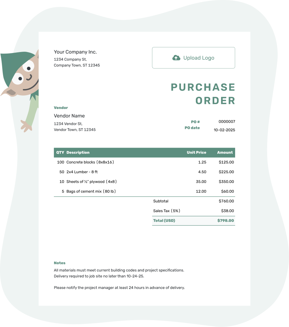 Free Google Docs Purchase Order Template Copy Customize Docelf