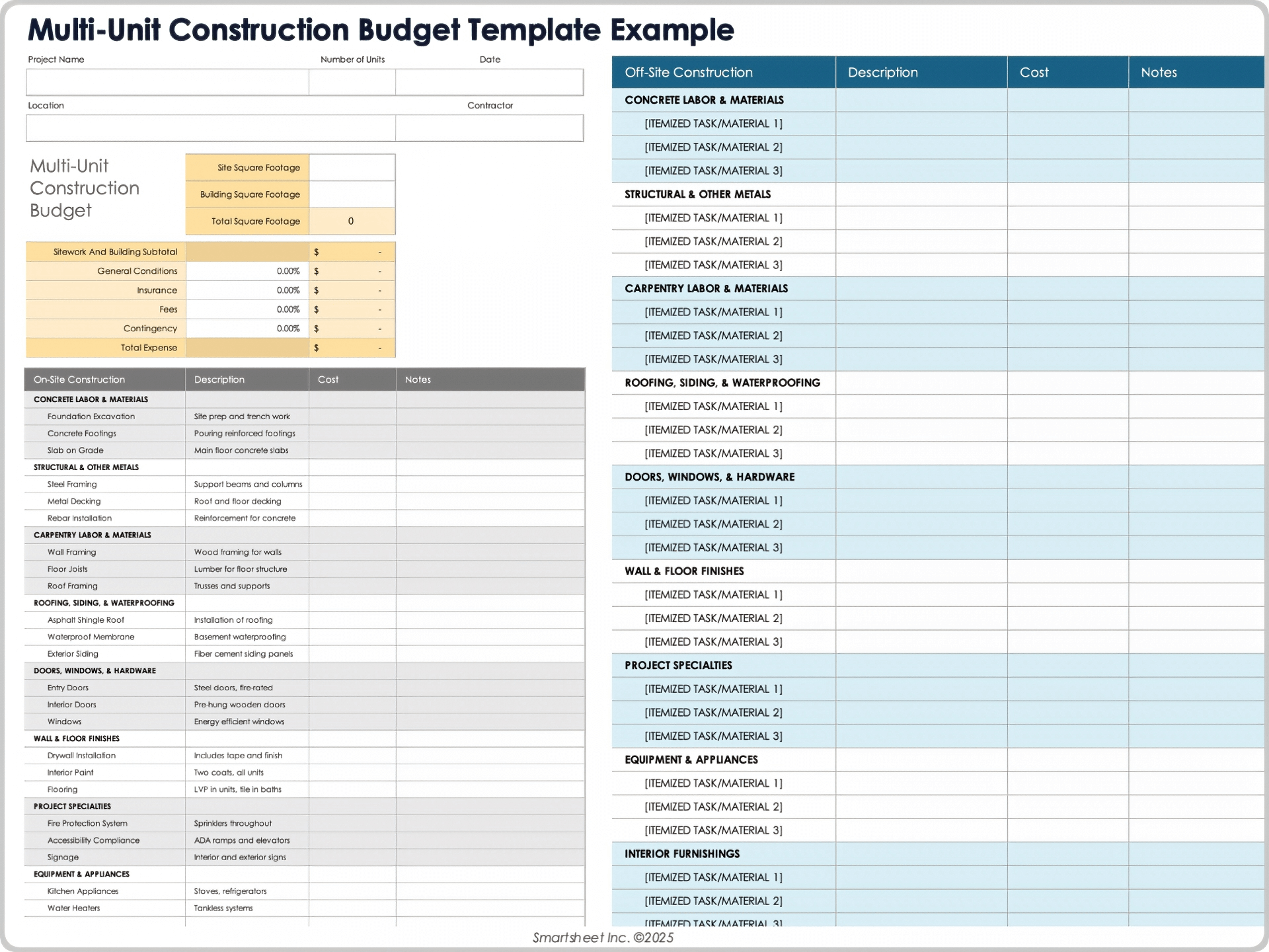 construction budget template google sheets